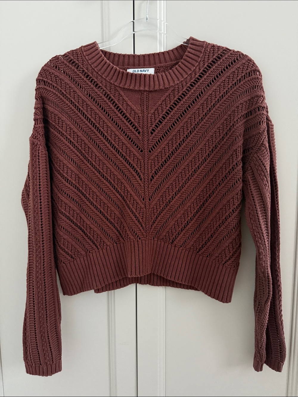 Old Navy Women's Dusty Rose Open-Knit Crew Neck Sweater Size Small